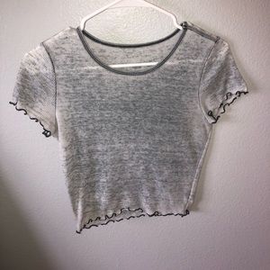Grey Washed American Eagle Cropped Tee